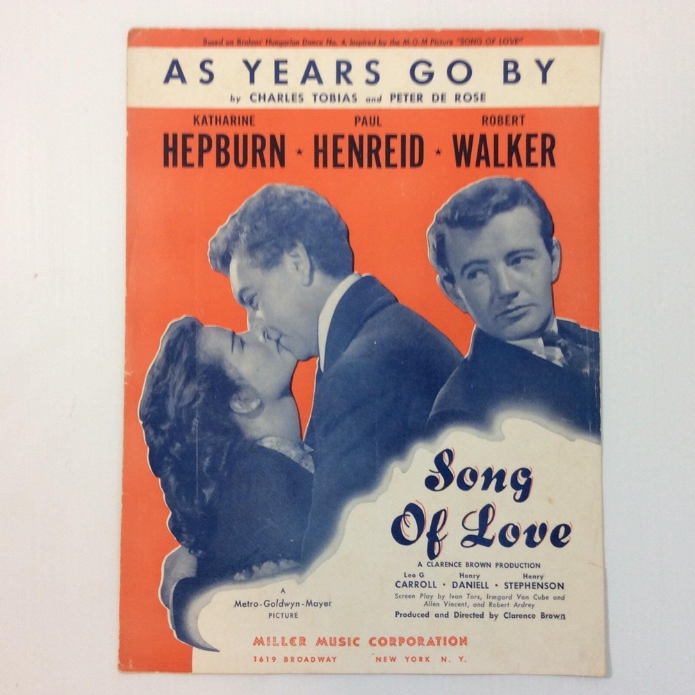 As Years Go By 1947 Vintage Sheet Music Tobias De Rose MGM Song of Love
